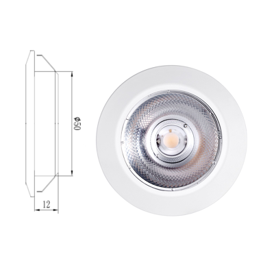 Ultratunn 12mm Downlight 5,4W 2700K 36° IP44, 600mA white